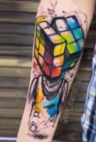 8 pieces of magical square tattoo works on the Rubik's Cube theme