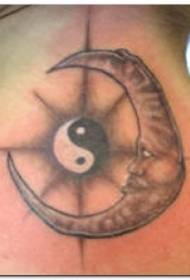 Neck yin and yang gossip and moon tattoo pattern