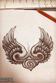 黑灰素描翅膀纹身手稿图片