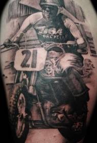 Big arm black gray motorcycle rider tattoo pattern