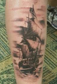 Boys calf on black gray sketch point thorn skills creative domineering sailing tattoo pictures