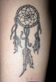 Girl shank on black gray sketch literary dream catcher tattoo picture