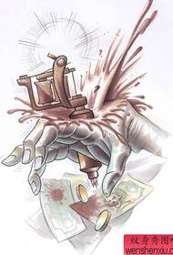 Thrilling and cool one manuscript hand tattoo machine tattoo pattern picture