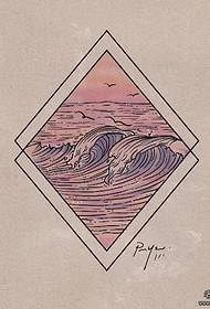Геометрія малих свіжих ліній рукопис візерунок візерунок татуювання хвиля