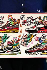 Manuscript painted various running shoes tattoo pattern