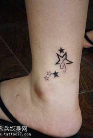 Tattoo quinque-stella exemplum recens in pedes