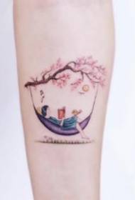 Tato dongeng 9 kecil bergaya dongeng gambar tato segar dan berwarna-warni