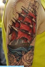 Classic sailing tattoo pattern