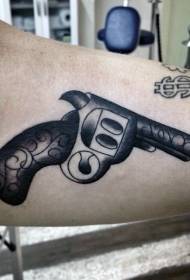 Arm old school style pistol tattoo pattern