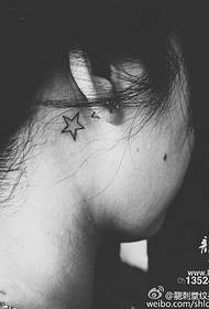 Five-pointed star tattoo pattern behind the ear