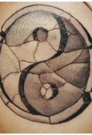 Brazo del niño en el punto gris negro espina línea geométrica imagen de tatuaje de chisme de Tai Chi