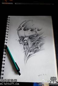 Horror thriller head tattoo pattern manuscript