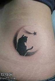 Cat moon five-pointed star totem tattoo pattern