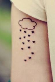 Pigens arm på sort linje kreativ litterær delikat sky tatoveringsbillede
