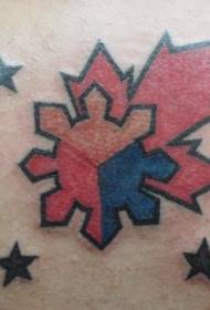 Símbolo canadiense de tatuaxe coloreada nas costas