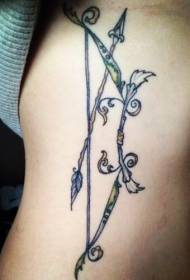 Side rib fabulous colored bow and arrow tattoo pattern