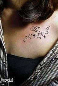 Chest five-star tattoo pattern