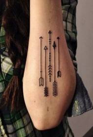 Arm black geometric arrow personality tattoo pattern