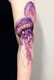 a small, freshly styled set of colored jellyfish tattoo designs