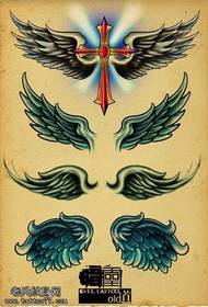 Lucrările manuscrise ale tatuajului cu aripi colorate sunt împărtășite de spectacolul de tatuaje
