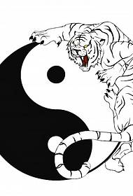 Verskeidenheid van yin- en yang-skinder tatoeëerpatroonfoto's van manuskripmateriaal