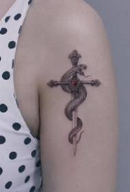 9-sword-themed random combination tattoo pattern with arms and calves