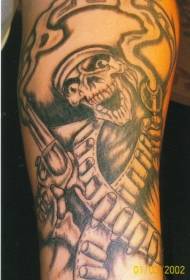 Patrón de tatuaje de ladrón de calavera azteca