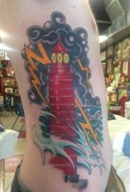 Boys arms painted watercolor creative delicate lighthouse tattoo pictures