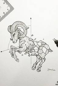 Horn sheep geometric line tattoo pattern manuscript