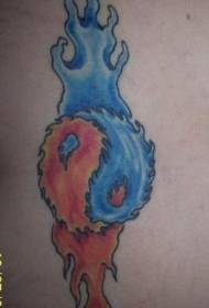 Yin un Yang tenku ūdens un uguns krāsas tetovējuma raksts
