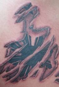 Back gray philippine flag torn leather tattoo pattern