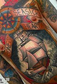 Chest boat cartoon tattoo pattern