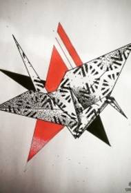 European and American paper crane geometric tattoo pattern manuscript