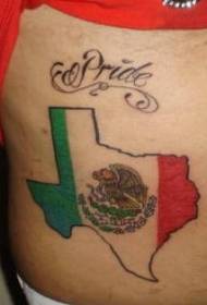 Ob pasu obarvana tetovaža zastave Teksasa in Italije