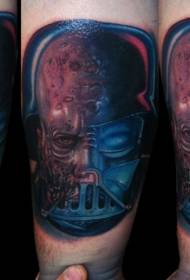 Arm new school style color das vad mask tattoo