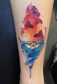 Paper boat tattoo: a small group of 9 small paper boat tattoo designs