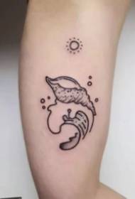 Enkel og lille frisk bølge surf tatovering billede 9