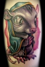 Симпатичный мультяшный молящийся образец татуировки мыши