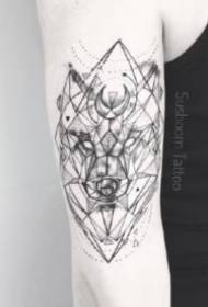 Geometric small figure tattoo A set of creative small tattoo patterns combined with black and gray geometric and dotted lines