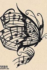 Manuscript butterfly music tattoo pattern