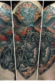 Boys arms painted watercolor sketch creative domineering motorcycle tattoo pictures