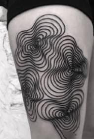 Conjunto de fotos de tatuagens geométricas compostas de linhas pretas