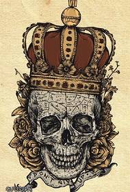Crown horror skull tattoo pattern manuscript