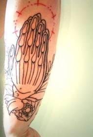 Linea braccio braccio pregando modello tatuaggio
