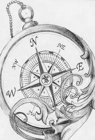 Recommend a compass tattoo manuscript pattern picture