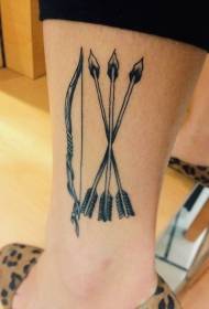 Calf black bow and arrow tattoo pattern