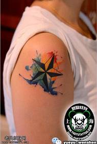 Shoulder watercolor pentagram tattoo pattern
