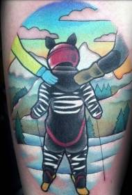 Leg color little boy ski tattoo pattern