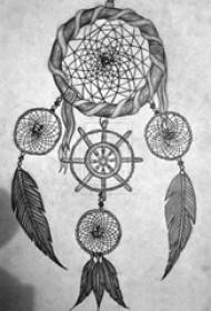 Black and gray sketch creative literary dream dream catcher tattoo manuscript