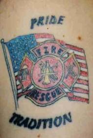 Sinal de resgate de fogo americano pintado padrão de tatuagem